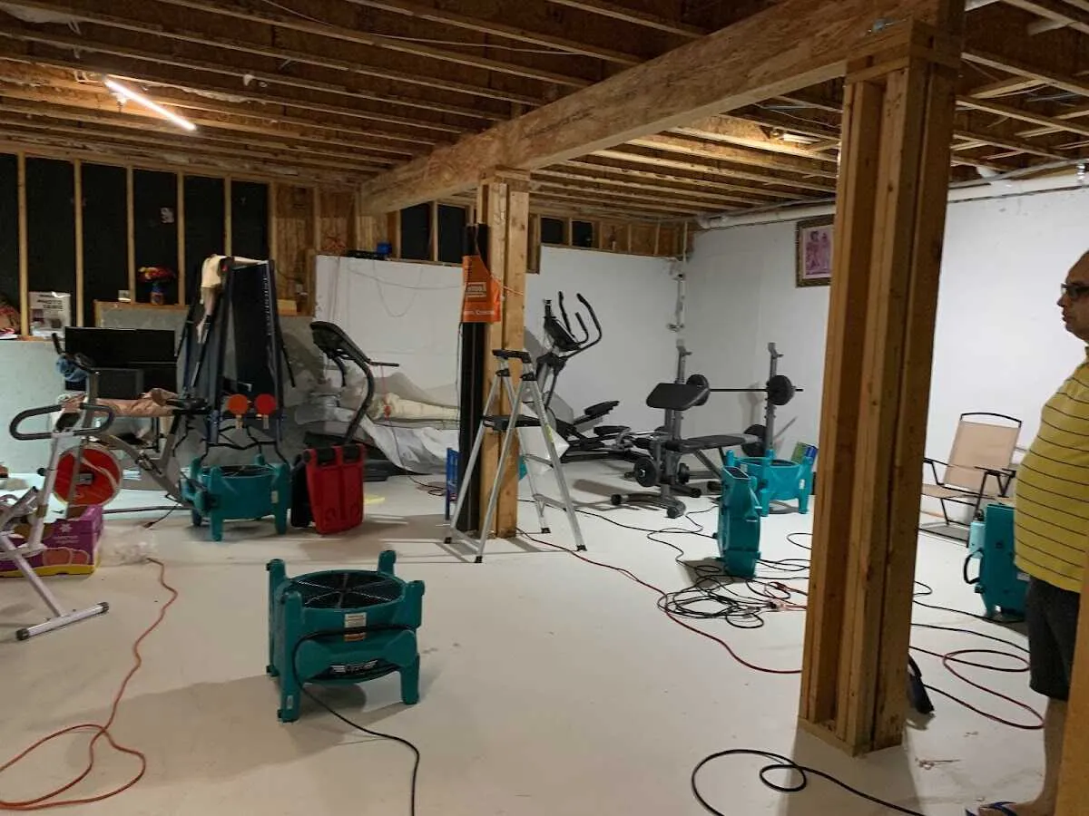 Basement drying equipment setup for Contents Cleaning & Restoration in La Junta